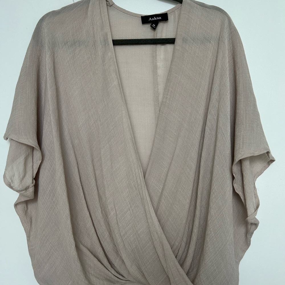 Sheer beige wrap top